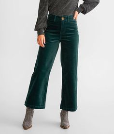 BBJ High Rise Cropped Wide Leg Corduroy Pant - Green 23/27, Women's Ponderosa High rise Stretch fabric Inseam measures 27 21 bottom opening. 97% Cotton 3% Spandex. Machine wash cold inside out with like colors. Only non-chlorine bleach if needed. Tumble dry low. Warm iron if needed.. WOMEN'S BOTTOMS SIZE CONVERSION CHART Waist (size) 22 23 24 25 26 27 28 29 30 31 32 33 34 36 38 Juniors - 00 0 1 3 5 7 9 11 13 15 - - - - US - - 00 0 2 4 6 8 10 12 14 16 18 20 22 S/M/L Sizing - XXS XS S S M M L L XL Corduroy Pants Outfit, Green Corduroy Pants, Corduroy Pants Women, Corduroy Pant, Cozy Pants, Women's Loungewear, Pant For Women, Size 12 Women, Green Corduroy