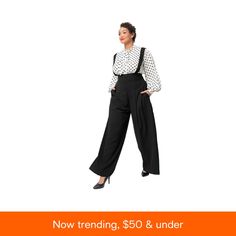 in stock Plus Size Wide Leg, Vintage Plus Size, Suspender Pants, Unique Vintage, Black Pants, Wide Leg, Pick Up, In Store, Buy Online