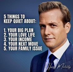 a man in a suit and tie with the words 5 things to keep quiet about