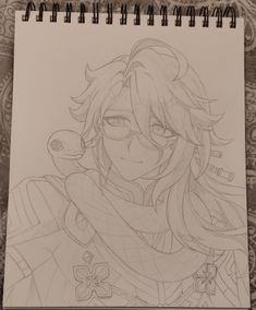 a drawing of an anime character with glasses