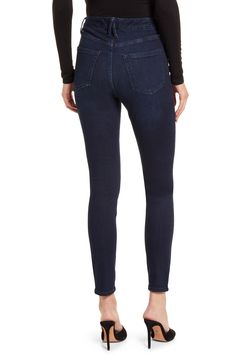 Designed to fit every body, these shapely skinnies feature a cool indigo wash and a smoothing high waist. 28 1/2" inseam; 10" leg opening; 10 1/2" front rise; 15" back rise (size 8) Zip fly with button closure Five-pocket style 98% organic cotton, 2% elastane Machine wash, line dry Made in Turkey Women's Clothing Black Owned and Founded High Rise Blue Jeggings For Fall, High Waist Dark Wash Jeggings For Fall, Fitted Indigo Bottoms With Tapered Leg, Dark Wash High Rise Stretch Jeggings, High Rise Stretch Jeggings In Dark Wash, Dark Wash High Rise Fitted Bottoms, Dark Wash Fitted High Rise Bottoms, Fitted Indigo Jeans With Tapered Leg, High Rise Dark Wash Jeggings For Fall