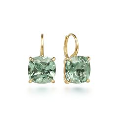 14K Yellow Gold Cushion Cut Green Amethyst Earrings Green Amethyst Earrings, Yellow Gold Color, Gold Cushions, Color Earrings, Amethyst Earrings, Green Amethyst, Cushion Cut, Shop Earrings, Gold Color