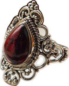 Bohemian Red Gemstone Rings, Gothic Garnet Ring, Ornate Silver Ruby Ring Hallmarked, Victorian Garnet Silver Ring, Vintage Silver Ruby Ring, Hallmarked, Bohemian Ring, Stylish Rings, Bohemian Rings, Garnet Ring