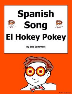 the spanish song el hokey pokey by sue summers is shown in an orange book cover