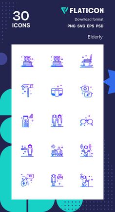 the flat icon set includes icons such as people, chairs and other things to see