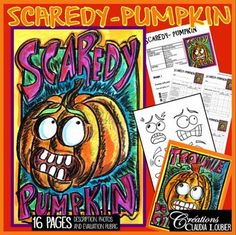 an image of scary pumpkins with the words scared pumpkin on it and other images