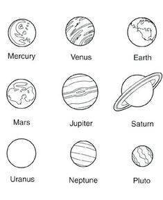 the solar system worksheet for kids to learn how to draw planets and their names