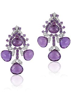 Amethyst and diamond drop earrings in 18 karat gold by fine jewelry house Andreoli. 18 karat gold 2 carat Diamond 71.13 carat Amethyst Expertly crafted in Italy Andreoli is known for creating bold heirloom steeped in Italian cultural heritage. Their collection of statement wearable art pieces can be worn during celebrations and to elevate your everyday. Estimated Delivery7 working days Customs Duties & Taxes may apply. Shipped from USA Briolette Earrings, Contemporary Fine Jewelry, Earring Styles, Italy Jewelry, Precious Jewels, Amethyst Earrings, Diamond Drop Earrings, High Jewelry, Amethyst Gemstone