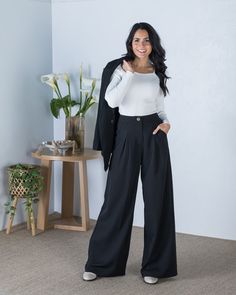 A flattering, on trend style, our Petra Pleat Front Pant will be a staple in your wardrobe. Teamed with your favourite Mojo top or tee, runners or boots and our Henley Trench for a cool casual option or with a cami, blazer and heels for the office. This versatile style will take you from work to play with ease. 90% Polyester 10% Spandex Full length Wide leg High waist Pleat front Pockets Sizes 6 to 14 Model wears size 6 Black Wide Leg Pants With Boots, Spring Event, Trend Style, Versatile Style, The Office, Black Pants, Wide Leg Pants, To Play, Full Length