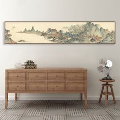 Buy original Chinese paintings and brush calligraphies please visit us at https://www.etsy.com/shop/MsLeechee Every room deserves to be special. Walls can display one's personality!  Our artworks explore and bring to life a world from the "medieval" period of China. We opens a little window to share East Asian Art, bringing premium-quality yet affordable paintings to you. We love to share the beauty of the East to the world. We source artworks from museums, galleries and individual collectors; w Chinese Room Decor, Chinese Apartment, Horizontal Artwork, East Asian Art, Chinese Wall Art, China Ink, Asian Wall Art, Chinese Wall, Chinese Artwork