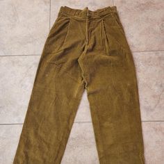 Georgio Armani Le Collezioni Vintage Classic Corduroy Cuff Pant Olive Green Super Cute! Unique You Will Never Find These Again! Fitted Corduroy Pants With Tapered Leg, Fitted Corduroy Tapered Leg Pants, Fitted Tapered Leg Corduroy Pants, Corduroy Pant, Vintage Corduroy, Cuffed Pants, Corduroy Pants, Giorgio Armani, Olive Green