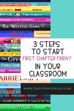 a stack of books with the title 3 steps to start first charter in your classroom