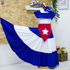 Cuban Dress  Body, Skirt and hair accesory Cuba Clothes, Cuban Dress, Puerto Rico Clothing, Cuban Outfit, Cuba Outfit, Cuban Fashion, Caribbean Outfits, Cuban Culture, Flag Dress