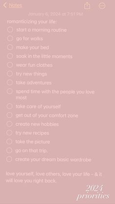 a pink and white checklist with the words, 25 minutes to start your life