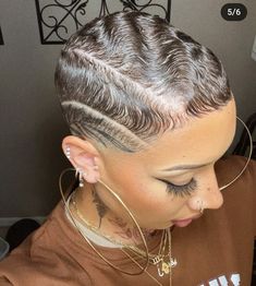 Black Women Finger Waves, Finger Waves Short Hair, Short Hair Designs, Finger Wave Hair, Shaved Hair Cuts, Short Hair Pixie Cuts