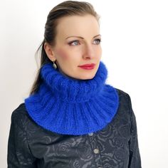 Blue turtleneck handmade mohair separate polo neck warmer by | Etsy Mohair Scarf, Icelandic Sweaters, Bolero Dress, Handmade Knitwear, Aran Sweater, Mohair Yarn, Handmade Scarves, Hand Knitted Sweaters, Knit Outfit