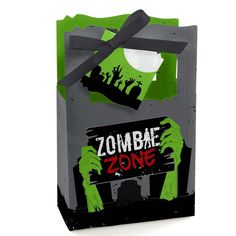 a zombie bag with the words zombie zone on it's front and back side