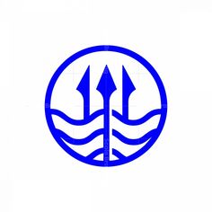 an image of a blue and white logo with arrows in the center on a white background