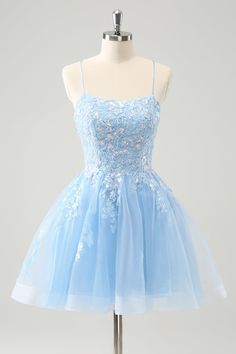 Short Blue Sweet 16 Dresses, Light Blue Homecoming Dresses Short, Blue Corset Dress Short, Grad Dress Short, Blue Dress Sweet 16, Year 6 Graduation Dresses, Homecoming Dresses Light Blue, Grad Dresses Grade 8, Cute Dance Dresses