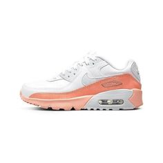 Grade School Nike Air Max 90 LTR SE White/Aura-Lt Madder Root Size: 6 Years.  Gender: female.  Age Group: kids. Nike Air Max Kids, Nike Force 1, White Aura, White Athletic Shoes, Toddler Nikes, Nike Force, Dad Sneakers, Unisex Shoes, Kids Nike