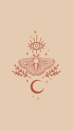 the letter c with an image of a moth on it's wings and stars