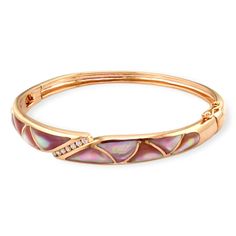 761950 - 14K Rose Gold - Kabana Inlay Hinged Bangle Bracelet Kabana Jewelry, Inlaid Jewelry, Rose Gold Bangle, Pearl Inlay, Detailed Jewelry, Turtle Pendant, Pink Jewelry, Gold Bangle, Shiny Things