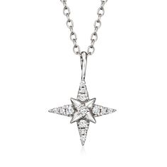 Ross-Simons - .25ct t. w. Diamond North Star Jewelry Set: Earrings, Pendant Necklace. 16". When it comes to great style, our sparkling North Star set will never steer you wrong! .25 ct. t. w. round diamonds decorate post/clutch earrings and a cable-chain necklace that includes a 2" extender and lobster clasp. Crafted in sterling silver. Diamond North Star jewelry set. Diamond birthstones are the perfect gift for April birthdays. Diamond Birthstone, Fine Jewelery, Set Earrings, Earrings Pendant, Star Jewelry, North Star, Star Pendant, Cable Chain, Jewelry Set