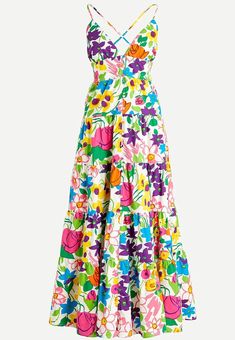 J. Crew Cotton-poplin button-up dress in vibrant garden print Derby Time, Summer Flower Dress, Summer Cruise, Weird Fashion, Garden Print, Blush Dresses, Button Up Dress, Tres Chic, High Point