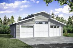 a two car garage is shown in this rendering