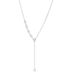 Sofer Jewelry - Half Plain Bezel Diamonds By The Yard Drop Necklace in 14K White Gold Formal Briolette Necklace With Bezel Setting, Elegant Cubic Zirconia Necklace With Bezel Setting, White Gold Necklace With Bezel Setting For Formal Occasions, Formal White Gold Necklaces With Bezel Setting, Formal White Gold Necklace With Bezel Setting, Elegant Diamond White Necklace With Bezel Setting, Elegant Silver Necklace With Bezel Setting, Elegant White Gold Necklaces With Bezel Setting, Diamonds By The Yard