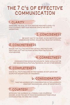 the 7 c's of effective communication info sheet - click to enlarge