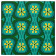 an abstract pattern with yellow and blue flowers on green background framed print by panoramic images