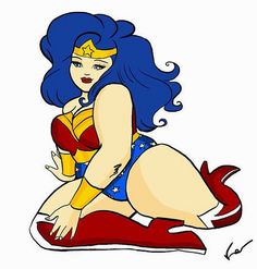 wonder woman sitting on the ground with blue hair