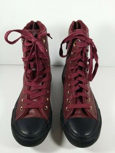 CONVERSE Chuck Taylor All Star Leather High Rise Shoes Sneakers Womens Size 5 In great condition.  Please view photos. Leather Converse, Custom Converse, Sneakers Womens, Styles P, Red Sneakers, Style Aesthetic, Danner Mountain Light Boot, Converse Chuck Taylor All Star, Chuck Taylor All Star