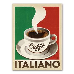 a coffee cup with the word italiano on it