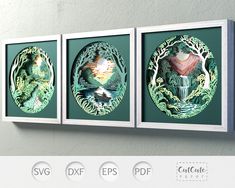 three framed art pieces on a wall with the words svxf epsp files