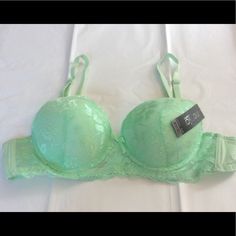 Ladies Mint Green Under Underwire Bra Nwt ~ Lightly Padded/Lined ~ Adjustable Shoulder Strap ~ Underwire ~ 90% Polyester 10% Spandex ~ Available In Mint Green, Pink, Blue, Nude, Black And White ~ See My Closet For More Styles & Colors Buy 3 Get The 2 Free Spring Padded Stretch Bra, Fitted Green Bra With Padded Cups, Fitted Seamless Green Bra, Fitted Green Push-up Bra, Green Seamless Bra For Spring, Spring Green Seamless Bra, Green Push-up Bra For Summer, Green Stretch Push-up Bra, Green Summer Push-up Bra