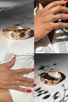 three pictures of different types of rings