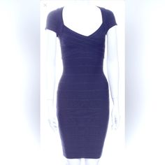 Very Tight Fit - A Must For A Sexy But Classy Look! Blue Bandage Bodycon Dress, Blue Bodycon Bandage Dress, Sleeveless Blue Bodycon Bandage Dress, Herve Leger Metallic Dress, Bandage Dress Herve Leger, Herve Leger, How To Look Classy, Tights, Dark Blue