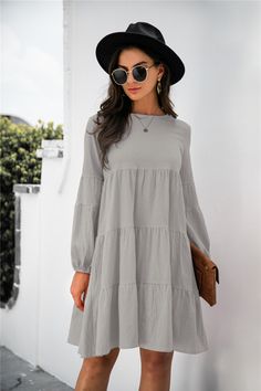 F00066315-203 Church Clothes, Womens Fashion Casual Summer, Lantern Sleeve Dress, Woman Clothes, Dress Shirt Sleeves, Shirt Dress Casual, Clothes Closet, Necklines For Dresses, Long Puff Sleeves