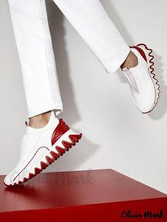 Olivia Mark - Elegantes zapatillas marfil para mujer con puntera redonda elástica y plataforma plana embellecida: Una elección con estilo para ropa informal Womens Glitter Sneakers, White Casual Sneakers, Flatform Sneakers, Round Pattern, Casual Wear Women, Glitter Sneakers, White Sneakers Women, Estilo Chic, Toe Designs