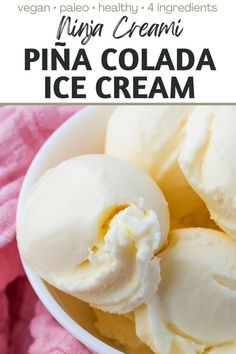 pina colada ice cream in a white bowl