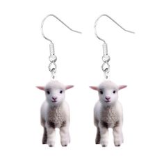 Lamb Aesthetic Earrings ✨ Novelty White Drop Earrings, Novelty White Dangle Earrings, White Novelty Drop Earrings, Casual White Drop Earrings, Novelty White Earrings For Pierced Ears, Cute White Hoop Earrings, Casual Nickel-free White Earrings, Casual White Nickel-free Earrings, Novelty White Round Earrings