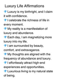 the poem for luxury life affirmations