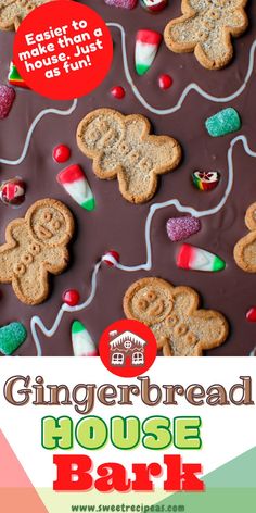 gingerbread house bark recipe with chocolate frosting and marshmallows