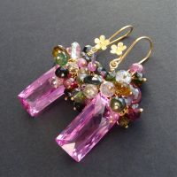 Bling Earrings, Earrings Diy, Pink Topaz, Cluster Earrings, Diy Earrings, Wire Jewelry, Beaded Earrings, Jewelry Inspiration