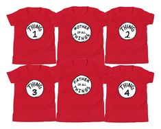 Celebrate World Book Day with this personalised T-shirt featuring The Cat in the Hat book characters, Thing 1 and Thing 2. Made from high-quality cotton material, this regular-fit T-shirt comes in short sleeves and a crew neckline. Suitable for all seasons and occasions including travel, parties, casual wear, and formal events.  Perfect as a gift for Christmas, Mother's Day, Father's Day, or any other special occasion, this T-shirt is a must-have for any book lover. With its unique design and hi Family Matching Shirts, The Cat In The Hat, World Book Day, Disney Etsy, T Shirt World, Book Day, Cat In The Hat, School Party, School Parties