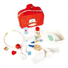 an assortment of medical supplies on a white background