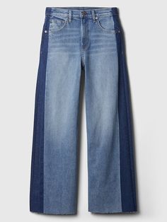 High Rise Wide-Leg Crop Jeans Denim Flare Jeans, Flare Denim Jeans, Pull On Jeans, Water Saving, Compression Pants, Gap Denim, Crop Jeans, Gap Jeans, Denim Flares