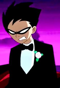 an animated image of a man in a tuxedo and bow tie with his eyes closed